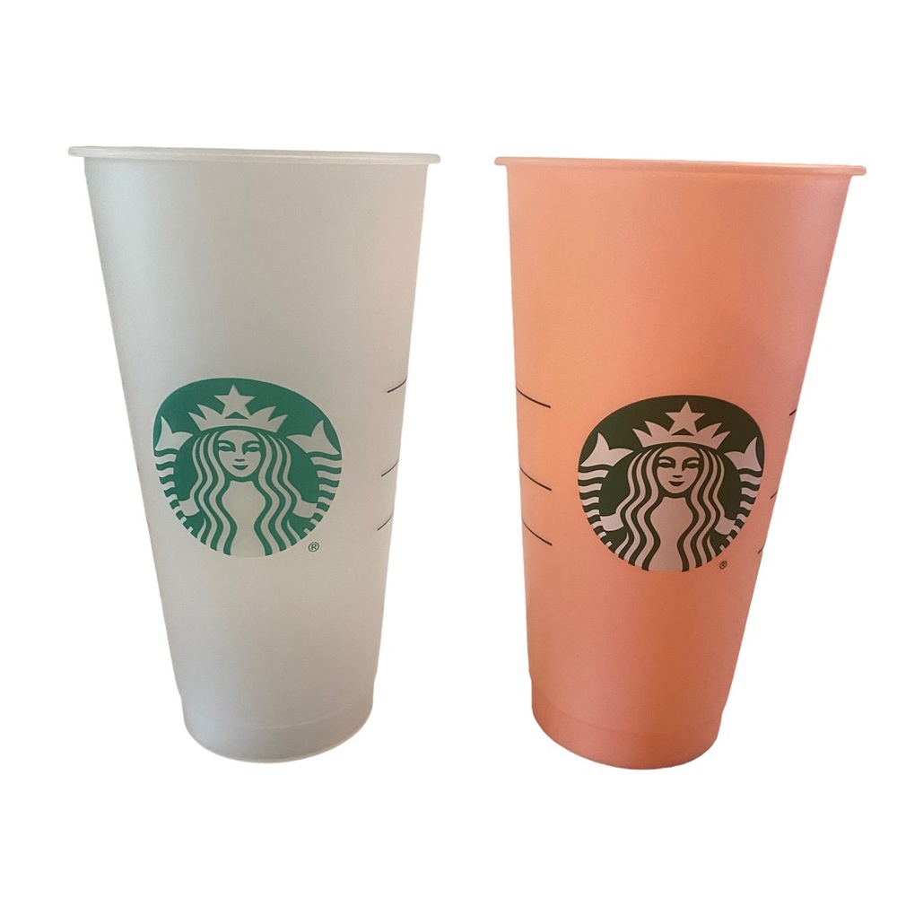 Starbucks Set of 2 Cold Beverage Venti Tumblers Clear/Frosted & Coral
